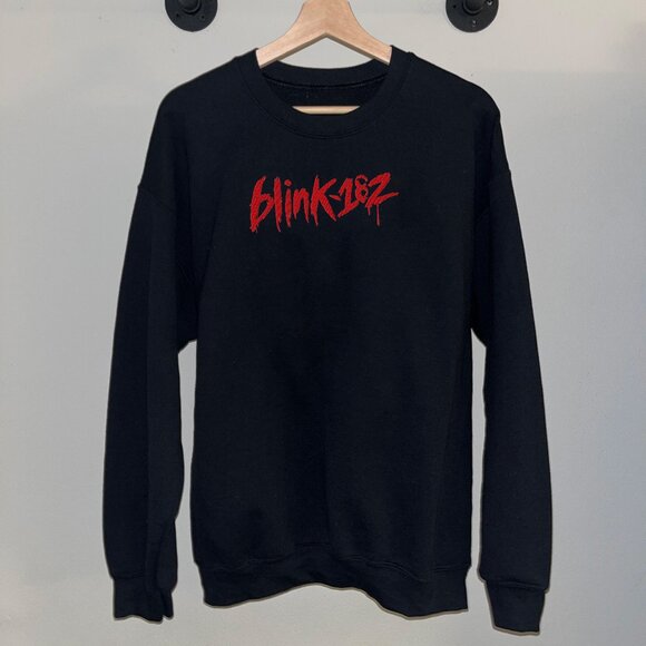 Black White Blink 182 90s Y2K Rock Band Music Promo Crewneck Sweatshirt - Picture 1 of 2